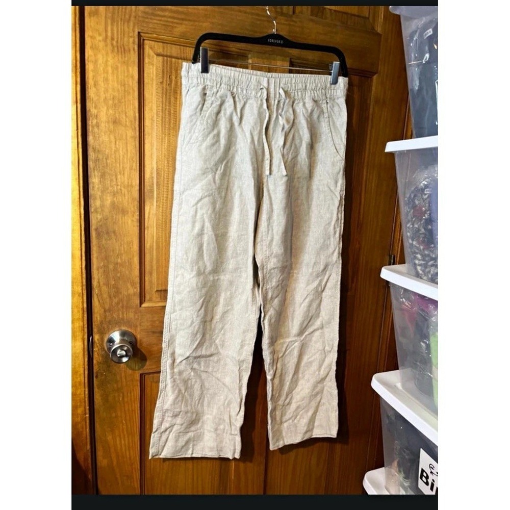 L.L. Bean Breezy Pants 100% Linen Oatmeal Petite 6 NWT 507343